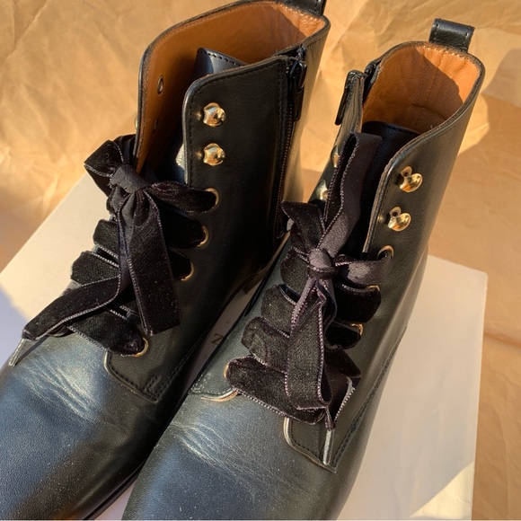 Sezane EUGENIE Boots/Sézane EUGENIE Leather Boots, New Black + Velvet Laces 39/8 - Picture 15 of 16
